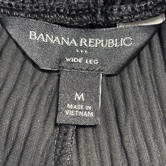 Banana Republic Medium Black crushed velvet ribbed wide leg trousers pants - Picture 2 of 8